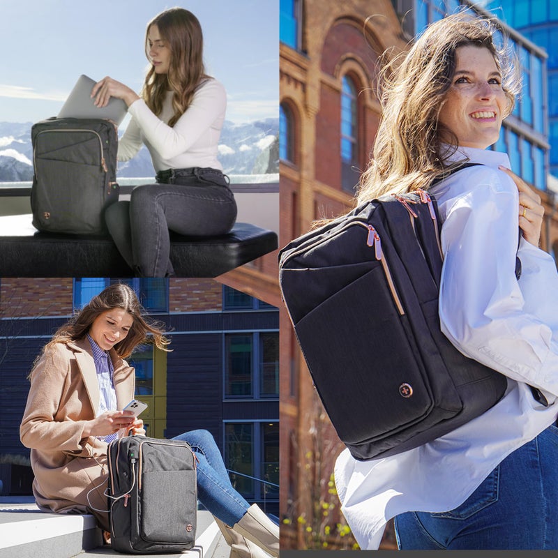 Swissdigital Design Business Laptop Backpack For Women,With USB Charging Port Computer Work Backpack,Fits 15.6 Inch Laptop Travel Casual Backpack,Black | SD1006-01 - Image 2